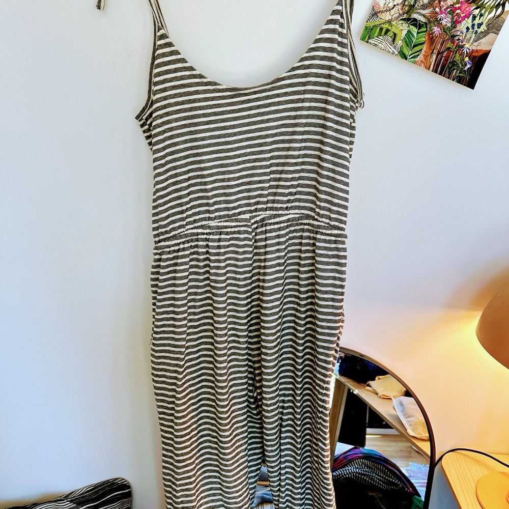 LOFT black and white‎ stripped knit jumpsuit size M